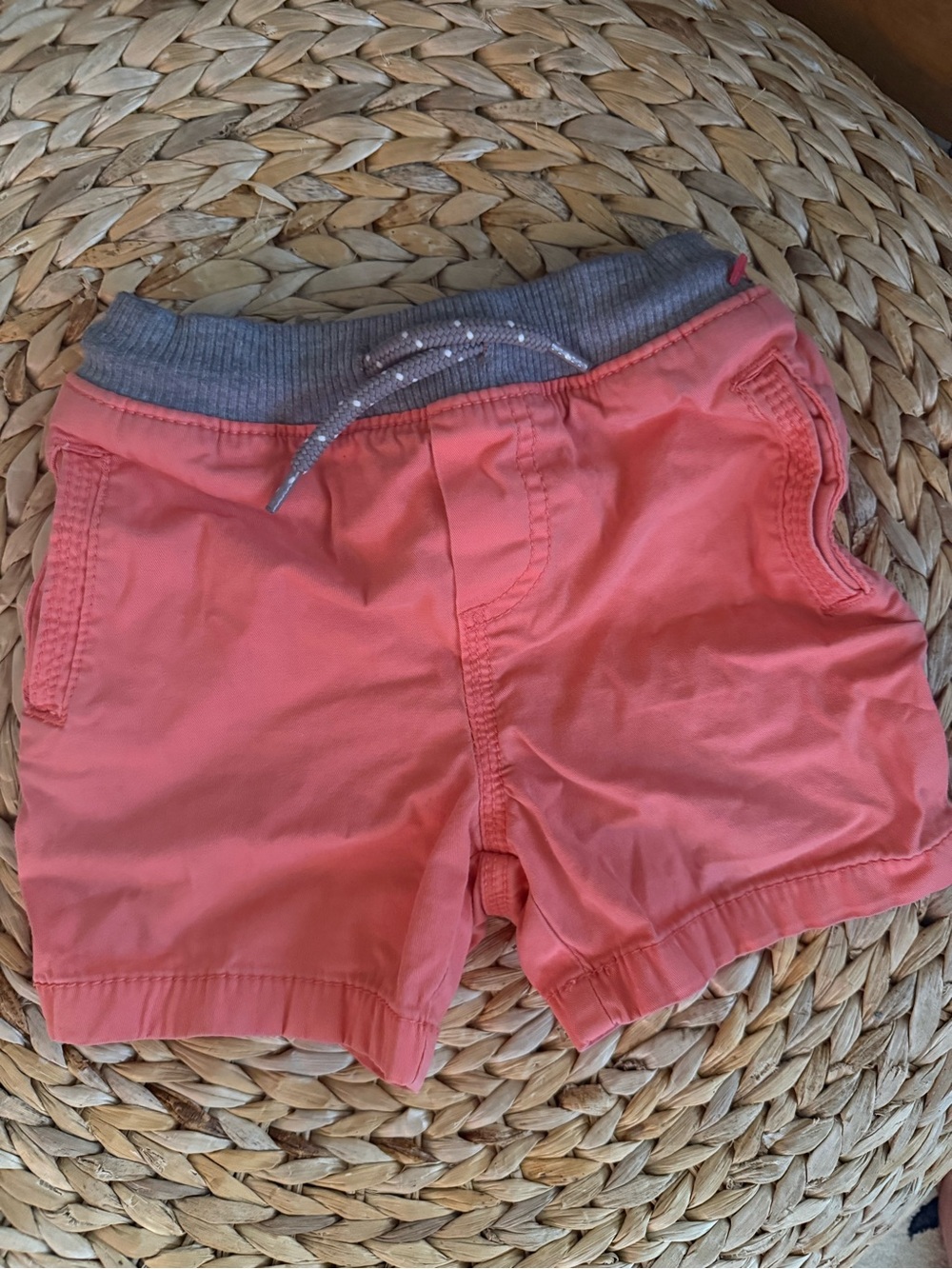 Kids Coral Swim Trunks with Gray Waistband